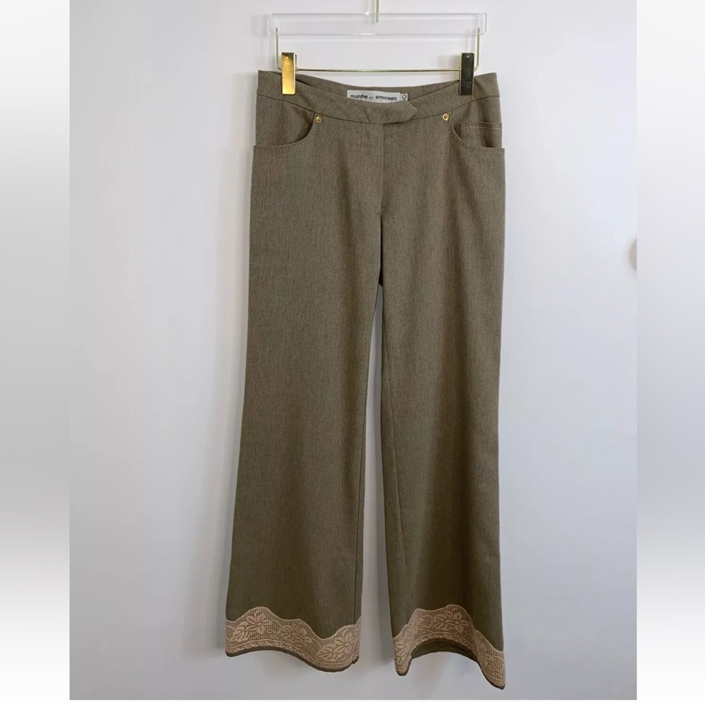 Munthe Plus Simonsen Pants Size EU 36 US 6 Designer beige brown lace detail Y2K